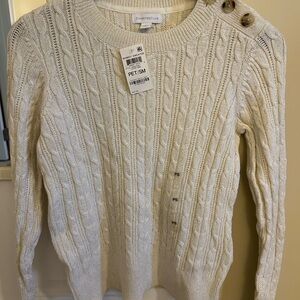 Charter Club Women's Ivory Cable Knit Sweater Petite Small